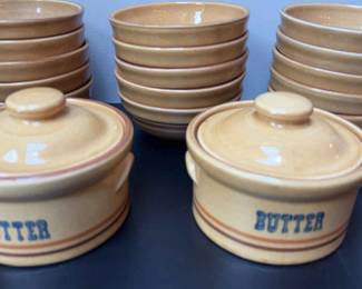 Vintage Pfaltzgraff Butter Crocks and 15 bowls