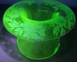 Vintage Vaseline Uranium Green Glass Vase
