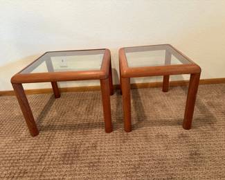 Two Wooden Glass End tables 