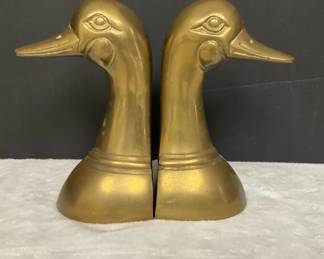 Brass Duck Head Bookends
