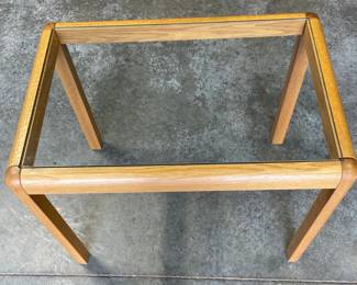 Glass Top Wood Side Table