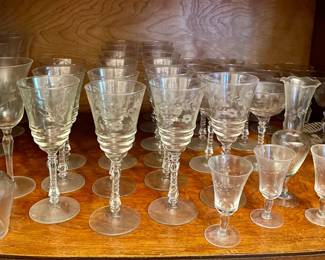 205 Vtg. Etched Stemware  More 