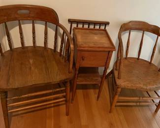 602 Vtg Oak Barrel Chairs 