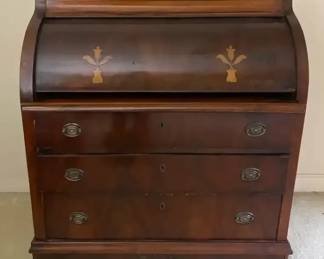  09 125 Atq. Roll Top Desk W Drawers