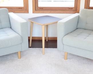 SQUARE BACK TUFFTED BACK & SEATS SIDE CHAIRS - SIDE TABLE