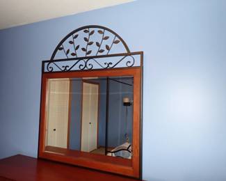 LONG DRESSER W/ MIRROR IRON DETAIL LEAVES
