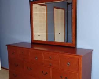 LONG DRESSER W/ MIRROR IRON DETAIL LEAVES
