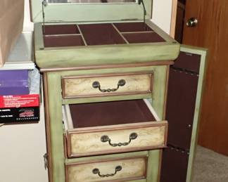 7 DRAWER W/ FLIP TOP & 2 - SIDE DOORS JEWELRY ARMOIRE

