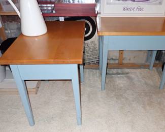 2-TONE WOOD /BLUE SIDE TABLES