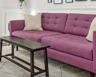 PLUM SOFA - BLACK BENCH - SIDE TABLE W/ TILE TOP