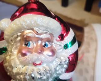 Christopher Radko glass blown ornament.
Candy striped Russian santa $75