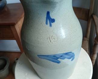 Blue Decorated Pottery Pitcher