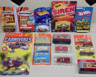 12 Matchbox & Hot Wheels Cars in Blister Packs
