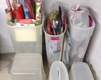Christmas Gift Wrap Container Totes w/ Contents