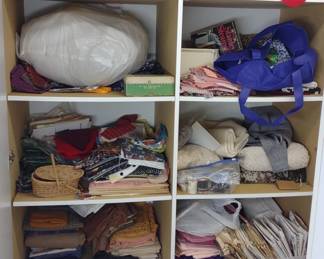 Cabinet of Sewing & Quilting Fabrics & Stuffing