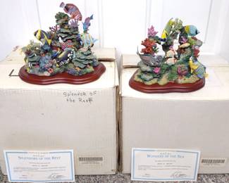 2 Danbury Mint Ocean Sculptures w/ Boxes & COA