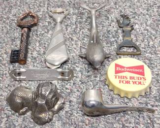 8 Vintage Figural Metal Bottle Openers