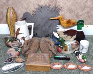 20 Duck Sculptures, Stained Glass & Decor Items