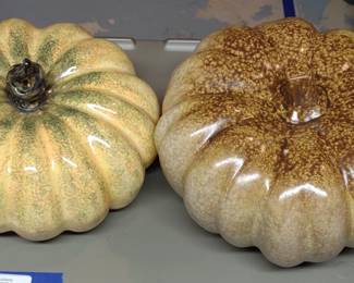 2 Ceramic Pumpkin Autumn / Fall Decorations