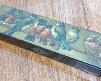 Antique Avian Theme Pencil Box