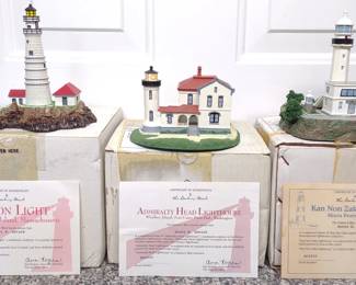 3 Danbury Mint Lighthouses w/ Boxes & COA B