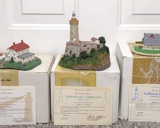 3 Danbury Mint Lighthouses w/ Boxes & COA