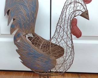 Vintage Metal Wire Rooster Sculpture