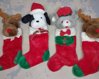 4 Vintage Animal Christmas Stockings