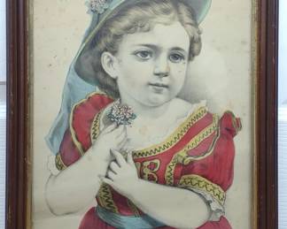 Antique Currier & Ives Little May Blossom Litho