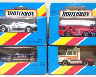 4 1980s Matchbox Cars in Boxes