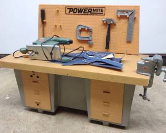 Vintage Ideal Toy Powermite Workbench Toy Tool Set