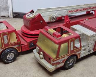 2 Vintage Nylint Pressed Steel Fire Truck Toys