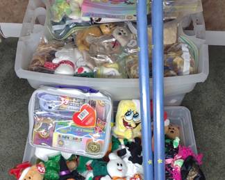 2 Totes Full Of Beanie Babies w/ 2 Posters