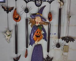 Metal Halloween Witch Hanging Windchime Decoration
