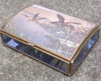 Glass Waterfowl Duck Vanity Box