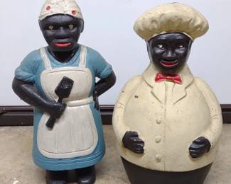 2 Large Black Americana Cast Iron Still Coin Banks