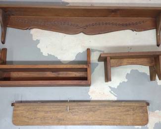 4 Vintage Wooden Wall Shelves