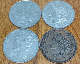 (4) Large Metal US Coin Drink Coasters