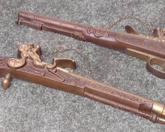 Pr of Vintage Sexton Cast Metal Flintlock Pistols