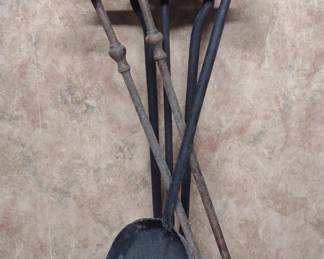 4 Pc Cast Iron Fireplace Tool Set