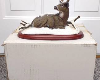 Danbury Mint Winter Stag Deer Sculpture w/ Box