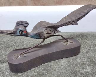 J. Vincent Wooden Roadrunner Bird Sculpture