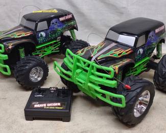 2 Tyco RC Grave Digger Monster Truck Toys