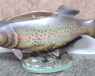 Napcoware Rainbow Trout Ceramic Planter Sculpture