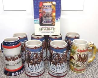 9 Budweiser Holiday / Christmas Beer Steins