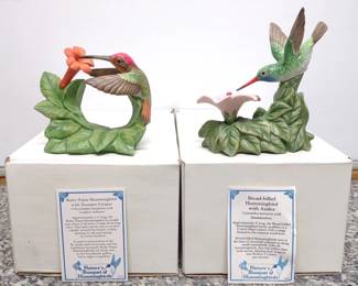 2 Hummingbird Figurines w/ Boxes & COA