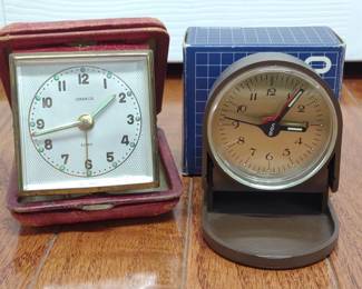 Vintage Orbros & VDO Travel Alarm Clocks w/ Box