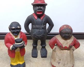 3 Cast Iron Black Americana Still Coin Banks