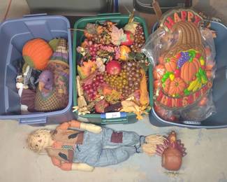 3 Totes Of Autumn / Thanksgiving Decorations
