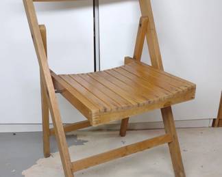 Mid Century Wooden Slat Folding Chair